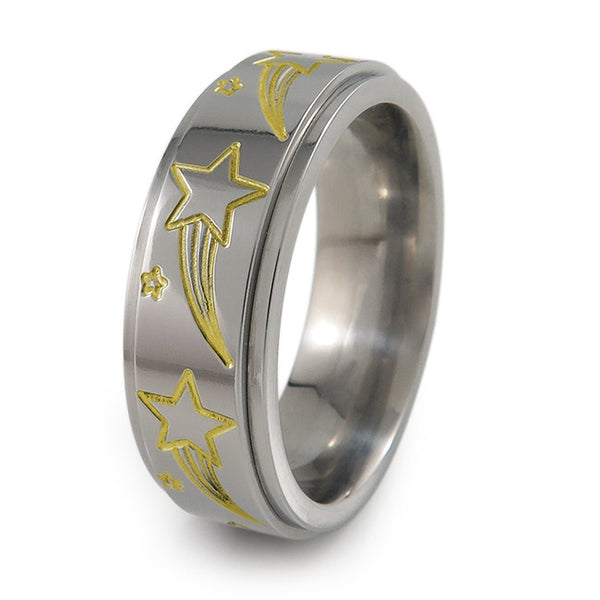 Shooting Stars titanium fidget spinner ring