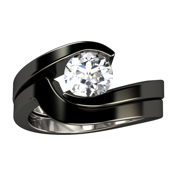 Stella 5mm(±0.50 ct) Diamond Black Titanium Ring