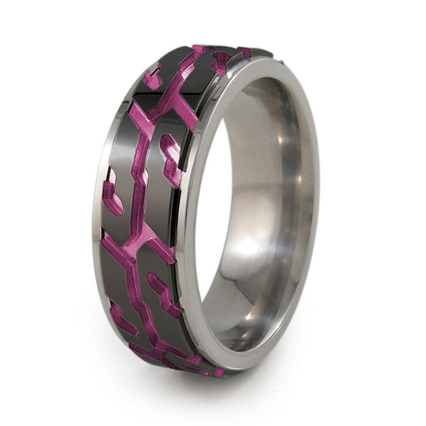 Street Performance Black titanium fidget spinner ring