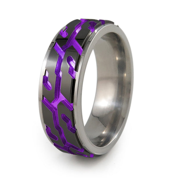 Street Performance Black titanium fidget spinner ring