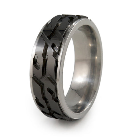 Street Performance! Fidget Ring | Natural silver color Edge and Black spinner + Color