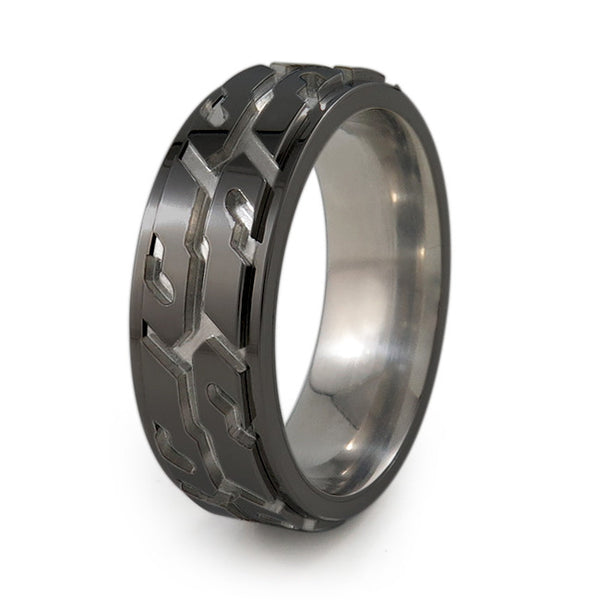 Street Performance black titanium fidget spinner ring