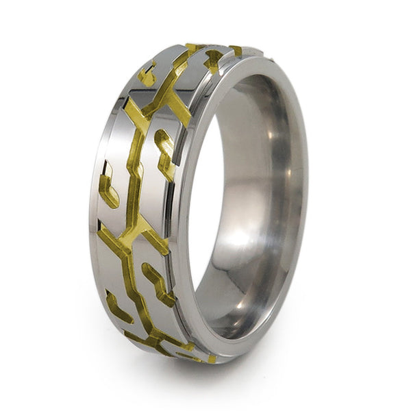 Street Performance! Titanium Fidget Ring | Natural + Color-Ring-Titanium Rings