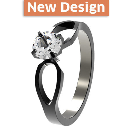 To Infinity Solitaire - Black-none-Titanium Rings