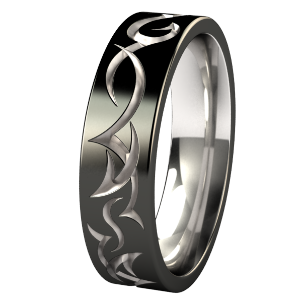 Tribe - Black Two Toned-none-Titanium Rings