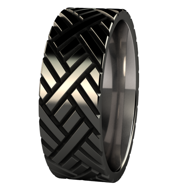 Chevrons Carved Titanium Ring