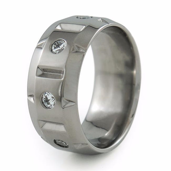 Galactic titanium ring with gemstones and diamonds mens or ladies 