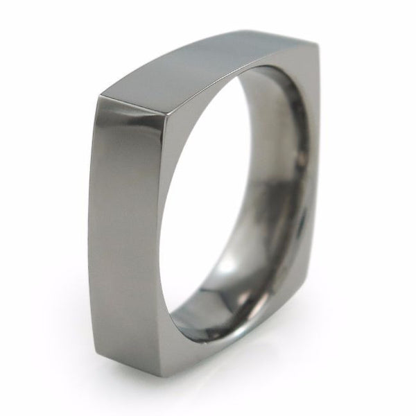 Contemporary titanium wedding band, square wedding band, square titanium wedding band, square titanium ring