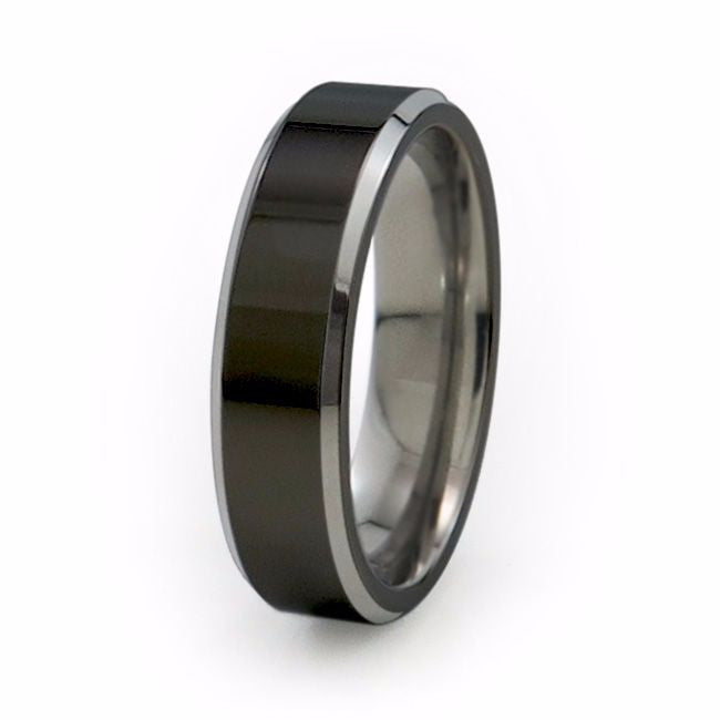thumbnail image 2 of TT 12mm Thick Two-Tone Black Matt Stainless Steel Band Ring (Sizes 7-13) – R346 2 of 6