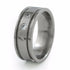 Mens comfort fit titanium wedding band with diamond inset  abyss ring