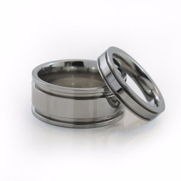 Mens & ladies titanium wedding bands with comfort fit Abyss collection 