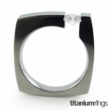 Unique Handmade Polished Titanium Tension Ring with Round Brilliant Cu –  ATDesignStudio