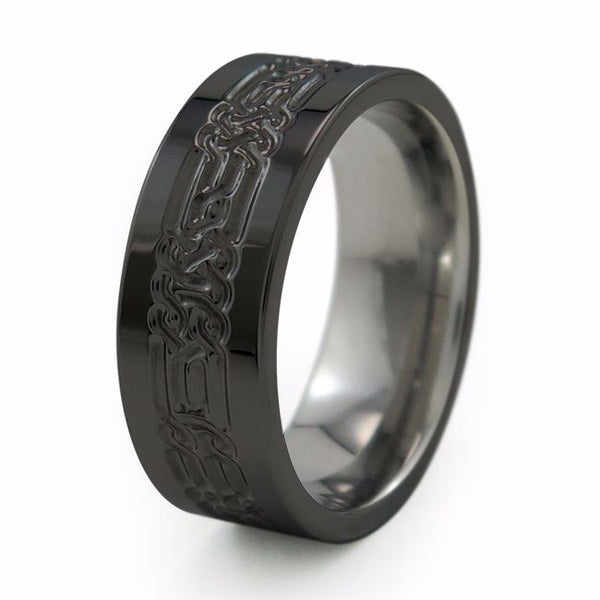 The Lancelot Titanium ring was designed as a Celtic knot pattern to symbolize love that is everlasting; having developed over an eternity of past lives.