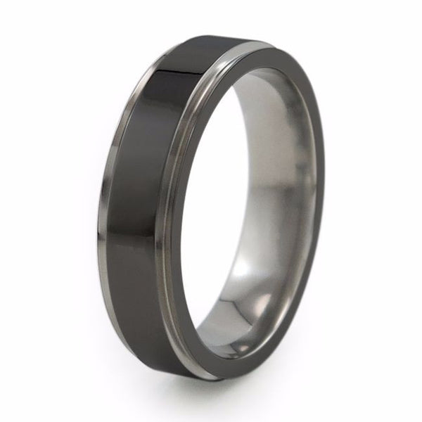 Two toned titanium ring with comfort fit.  Mens, ladies, unisex titanium ring. 