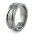 The Ichthus Titanium wedding band surface is deeply engraved with stylized Christian symbols originally called –Ichthus” (Greek for fish) 