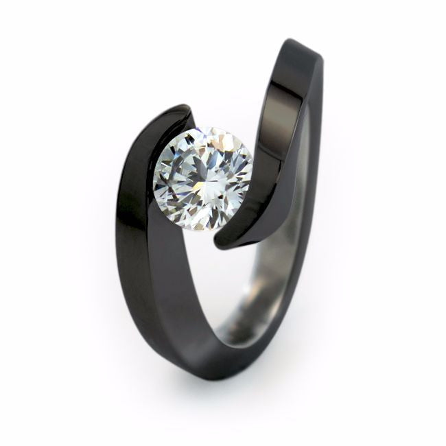 Stella | Black Titanium Solitaire Ring | Titanium Rings