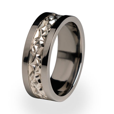 Amore Titanium ring with Silver Inlay