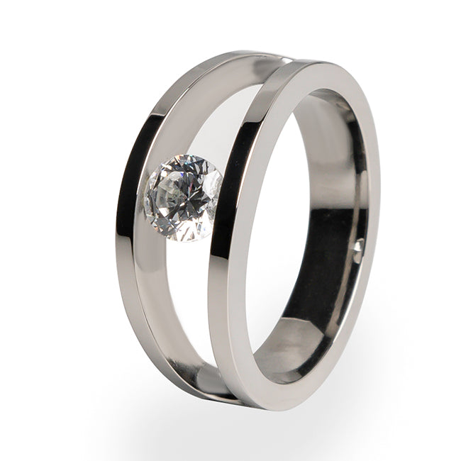 Atom Tension Set- Solitaire Women's Titanium Engagement Ring
