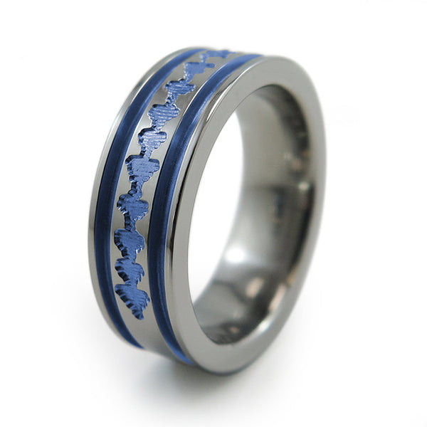 Titanium Ring with sound wave engraving of babys heartbeat from Ultrasound, or any sound wave that can be captured. 