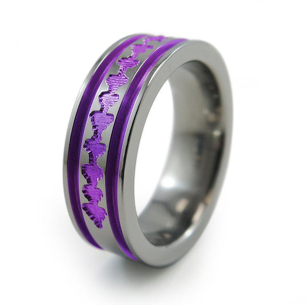 Titanium Ring with sound wave engraving of babys heartbeat from Ultrasound, or any sound wave that can be captured. 