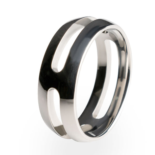 A strong and lightweight Titanium ring. Polished to perfection with an inside comfort fit.