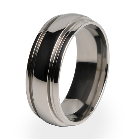 Pipe-Cut Tension Titanium Rings With Round Stones 