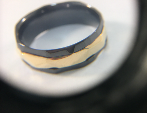 A stunning Black Titanium ring. Gold inlay. Wedding ring. Mens ring.
