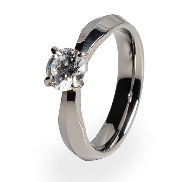 Solitaire diamond ring made from Titanium for women 