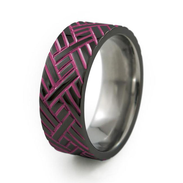 Chevrons | Black Titanium Ring