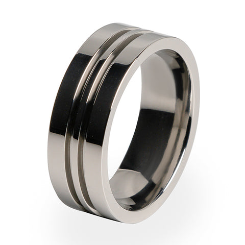 Titanium Tension Set Meteorite Men's Ring Custom Made Band