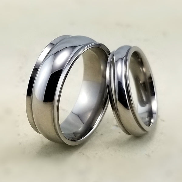Humming bird titanium wedding ring