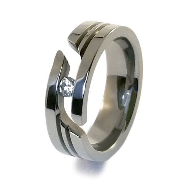 Journey cut tension set titanium ring. Men's ring. Women's ring