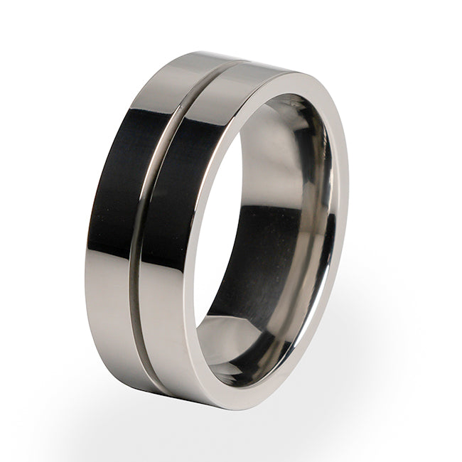 8 mm Titanium Mens Wedding Bands with Meteorite - H119M