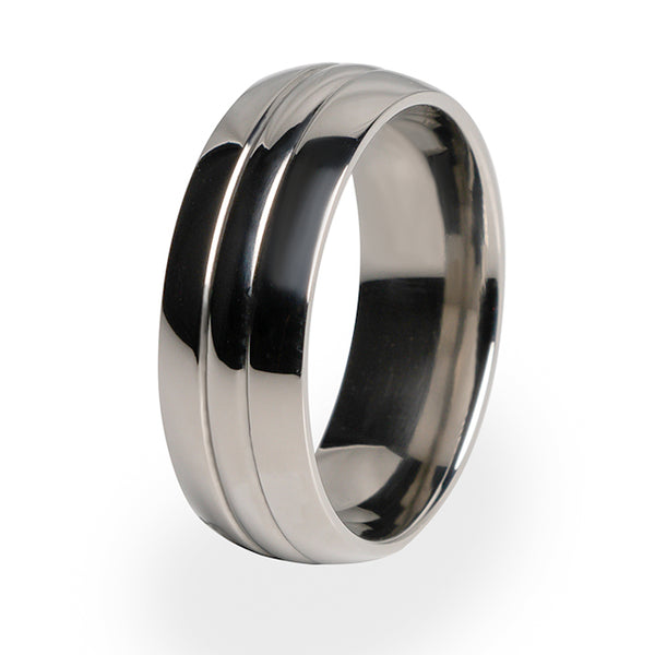 A traditional design on a beautiful Titanium ring.