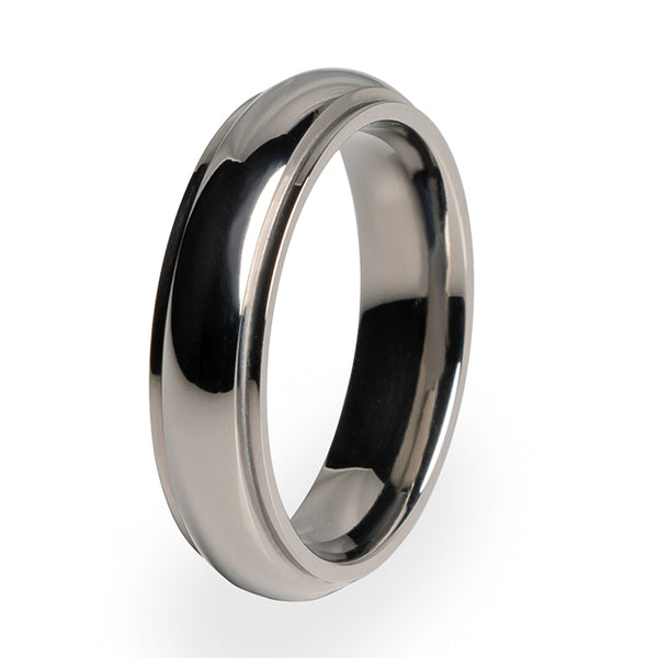 Traditional Titanium ring polished and perfect as your wedding ring or personal gift. Lifetime warranty included