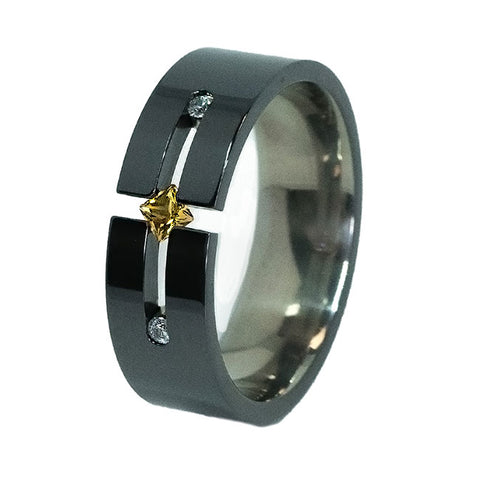 Pioneer Past-Present-Future Black Titanium Ring
