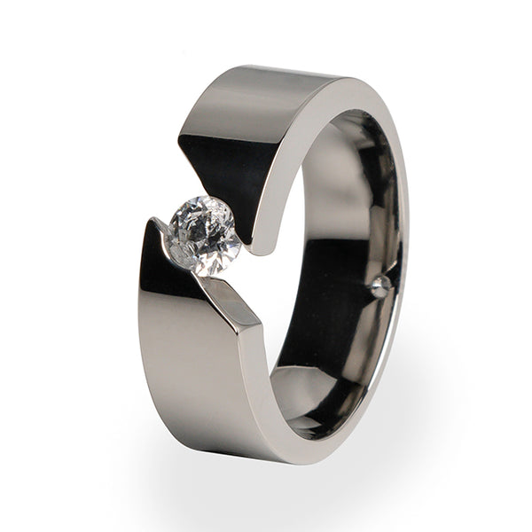 Titanium ring with diamond for women