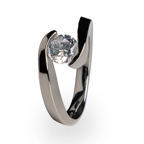 Atom Tension Set- Solitaire Women's Titanium Engagement Ring