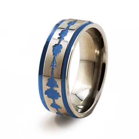 Soundwave Samurai Blue Titanium Ring