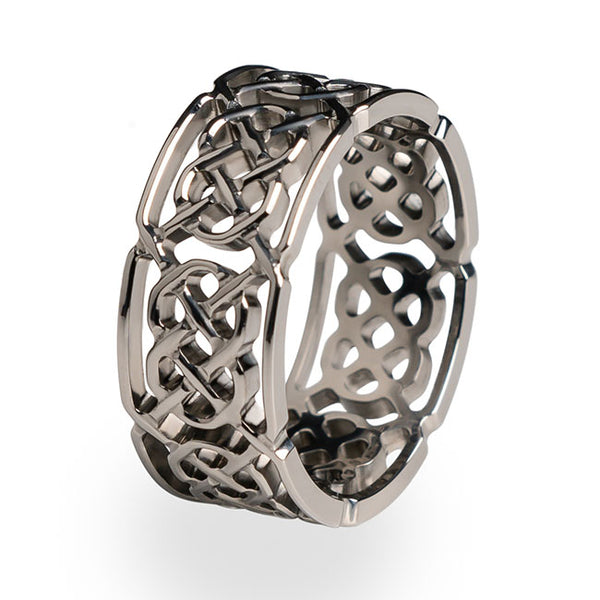 The Merlin Titanium ring. A full depth cut through Celtic design. 