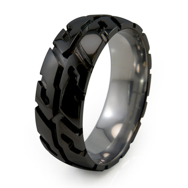 Black Titanium Tire Tread Ring