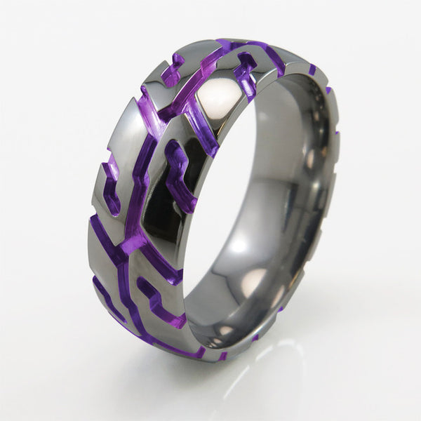 Tire Tread Titanium Ring Purple 