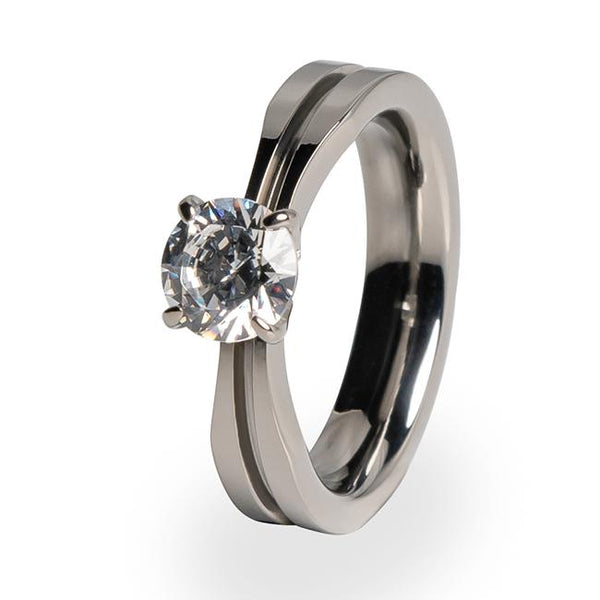 Electra Women's Titanium Engagement Ring and Wedding Band Set
