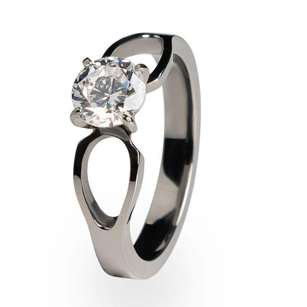 To Infinity Women's Titanium Engagement Ring and Wedding Band Set