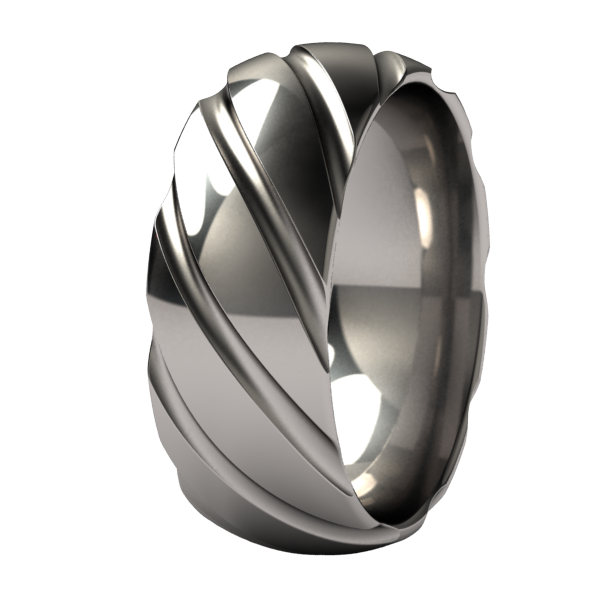 Classic Titanium Ring. Twister Style. Crisp lines, mens fashion ring or wedding band. Comfort Fit. 