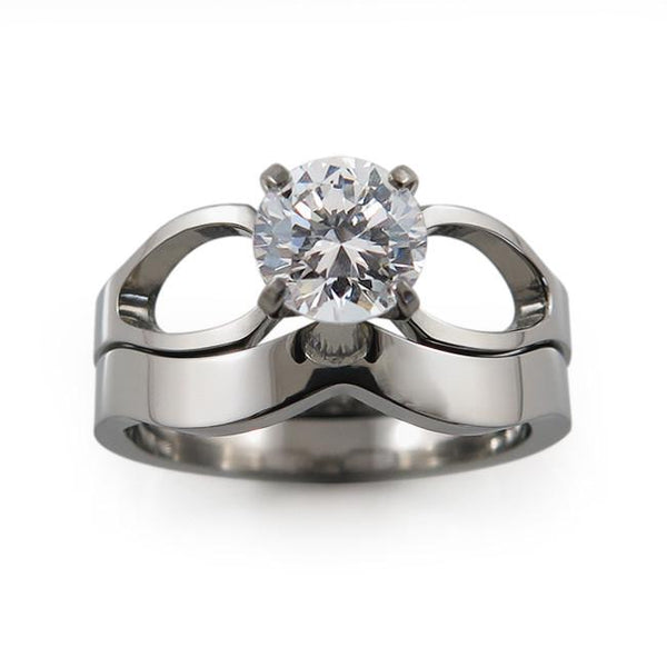 To Infinity Solitaire Titanium Engagement  Ring