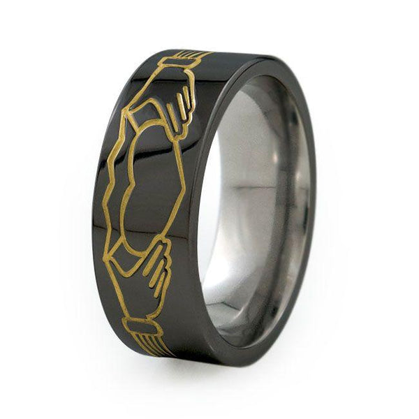 Claddagh | Black Titanium Ring