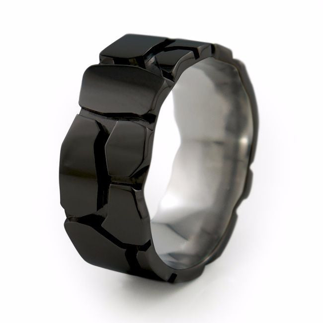 Rocky Road Men s Black Titanium Ring Titanium Rings