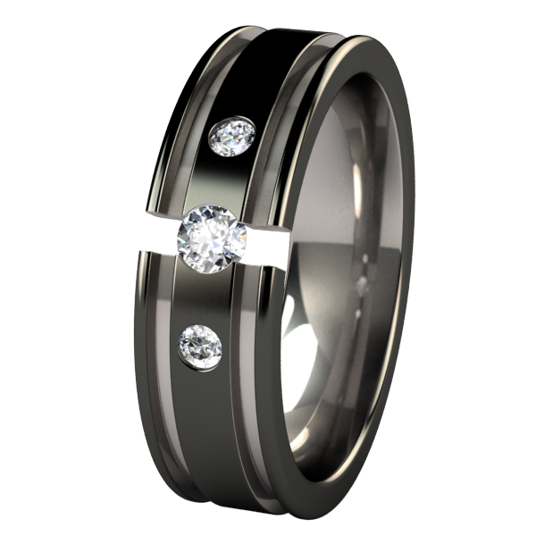 Abyss Tension Set with Side Stone Gems - Black Two Toned-none-Titanium Rings