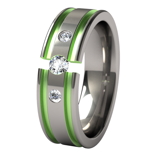 Abyss Past-Present-Future Tension Set with Side Stones - Colored-none-Titanium Rings
